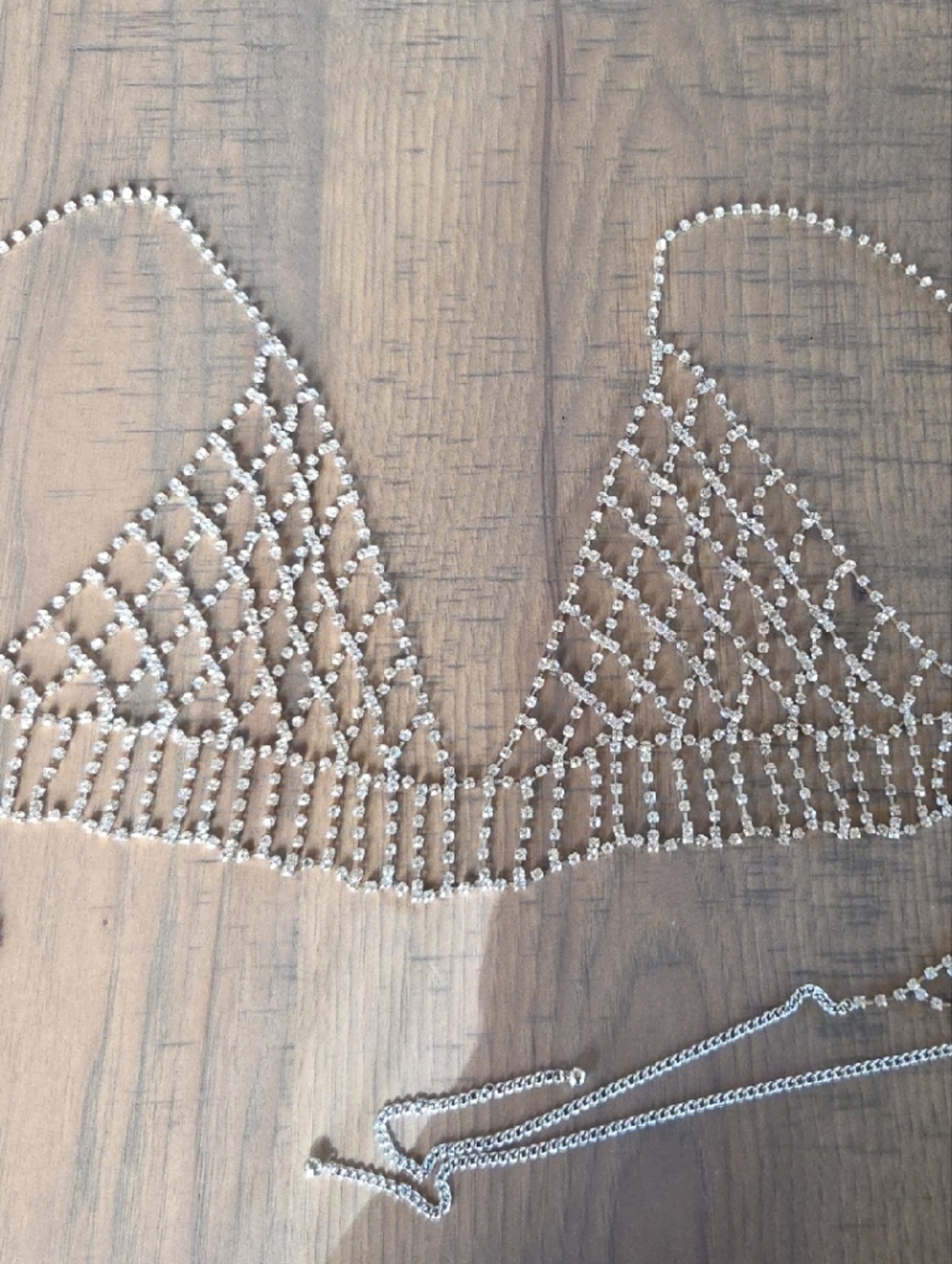 Rhinestone Mesh Bra - Silver Sparkle